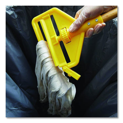 Invader Wood Side-Gate Wet-Mop Handle, 54", Natural/Yellow