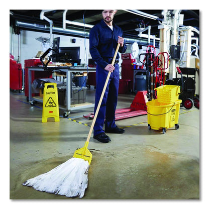 Invader Wood Side-Gate Wet-Mop Handle, 54", Natural/Yellow
