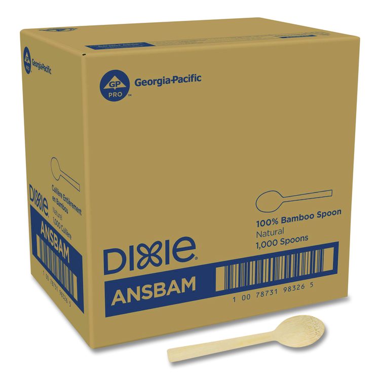 Bamboo Cutlery, Mediumweight Spoon, Paper, Light Golden, 100/Pack, 10 Packs/Carton