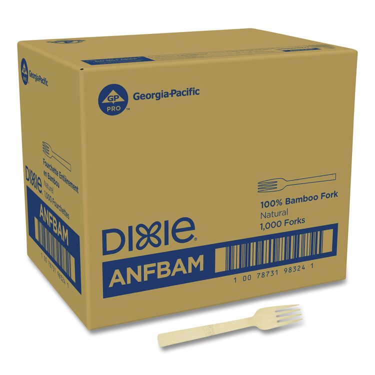 Bamboo Cutlery, Mediumweight Fork, Paper, Light Golden, 100/Pack, 10 Packs/Carton
