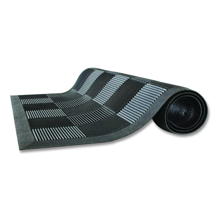Parquet Scraper Mat, Black Blade Ribbed Rubber Surface, 36" x 60"