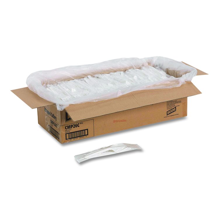 Mediumweight Polypropylene Cutlery, Fork/Knife/Teaspoon, Plastic, White, 250/Carton