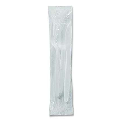 Mediumweight Polypropylene Cutlery, Fork/Knife/Teaspoon, Plastic, White, 250/Carton