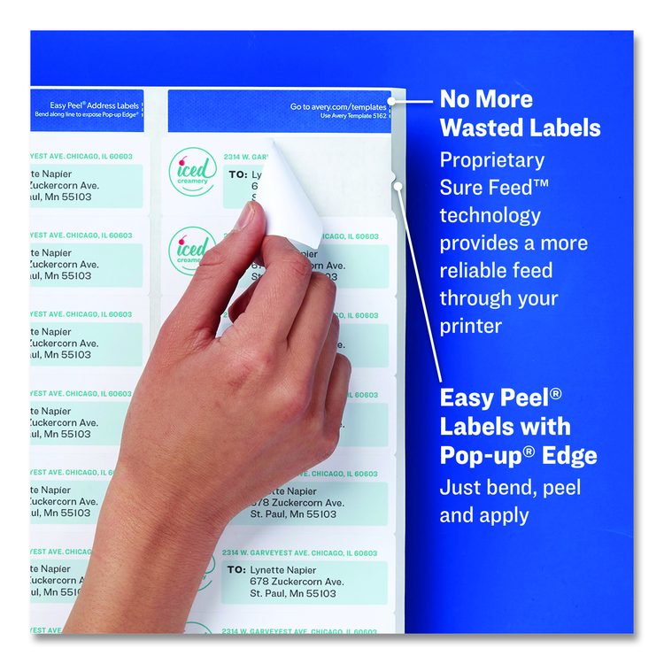 Glossy Clear Easy Peel Mailing Labels w/ Sure Feed Technology, Inkjet/Laser Printers, 1 x 2.63, 30/Sheet, 10 Sheets/Pack