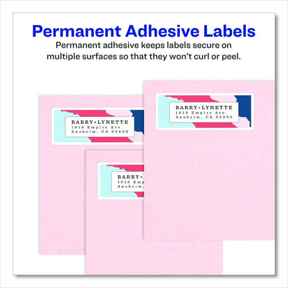 Glossy Clear Easy Peel Mailing Labels w/ Sure Feed Technology, Inkjet/Laser Printers, 1 x 2.63, 30/Sheet, 10 Sheets/Pack