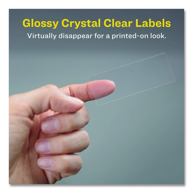 Glossy Clear Easy Peel Mailing Labels w/ Sure Feed Technology, Inkjet/Laser Printers, 1 x 2.63, 30/Sheet, 10 Sheets/Pack
