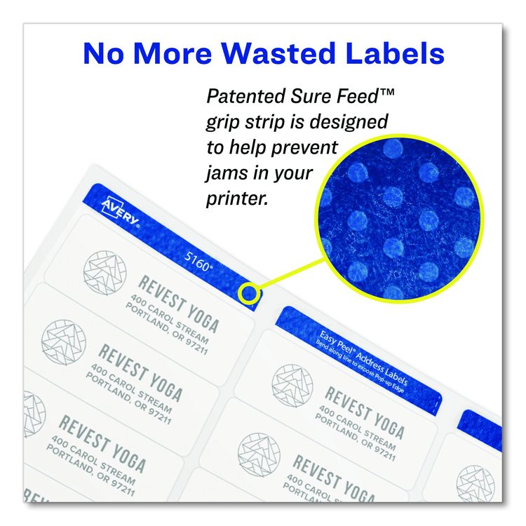 Vibrant Laser Color-Print Labels w/ Sure Feed, 1.25 x 2.38, White, 450/Pack