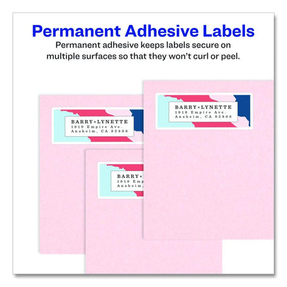 Vibrant Laser Color-Print Labels w/ Sure Feed, 1.25 x 2.38, White, 450/Pack