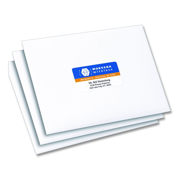 Vibrant Laser Color-Print Labels w/ Sure Feed, 1.25 x 2.38, White, 450/Pack