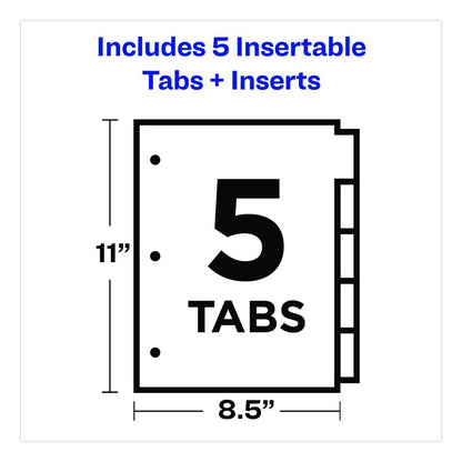 Plastic Insertable Dividers, 5-Tab, 11 x 8.5, Assorted Tabs, 1 Set