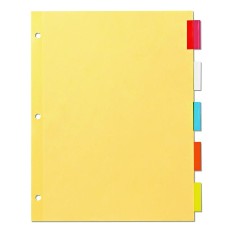 Plastic Insertable Dividers, 5-Tab, 11 x 8.5, Assorted Tabs, 1 Set