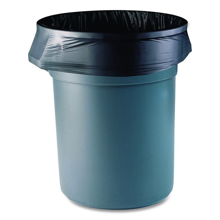 Reprocessed Resin Can Liners, 60 gal, 1.5 mil, 38 x 58, Black, Perforated Roll, 100/Carton