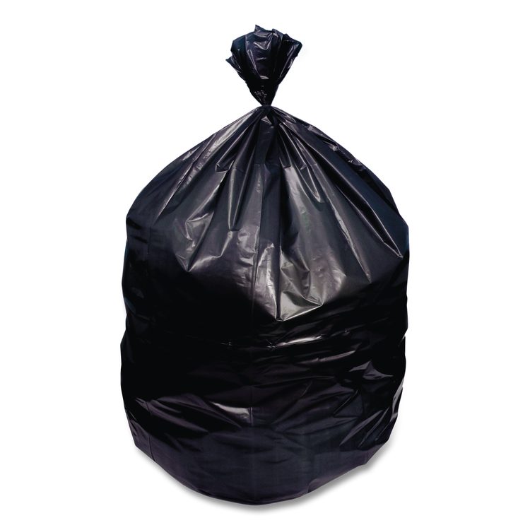 High-Density Can Liners, 60 gal, 22 mic, 38 x 60, Black, Perforated Roll, 150/Carton