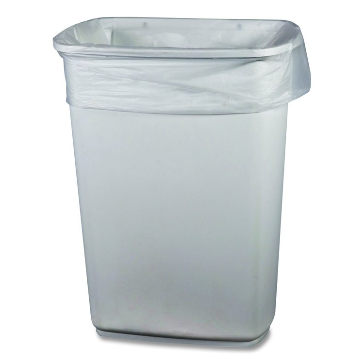 Low-Density Waste Can Liners, 30 gal, 0.5 mil, 30 x 36, Clear, Perforated Roll, 250/Carton