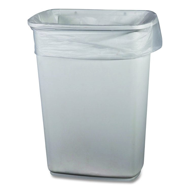 Low-Density Waste Can Liners, 33 gal, 0.65 mil, 33 x 39, Clear, Perforated Roll, 250/Carton