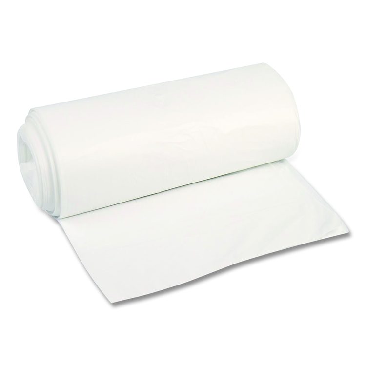 High-Density Can Liners, 45 gal, 12 mic, 40 x 48, Natural, Perforated Roll, 250/Carton