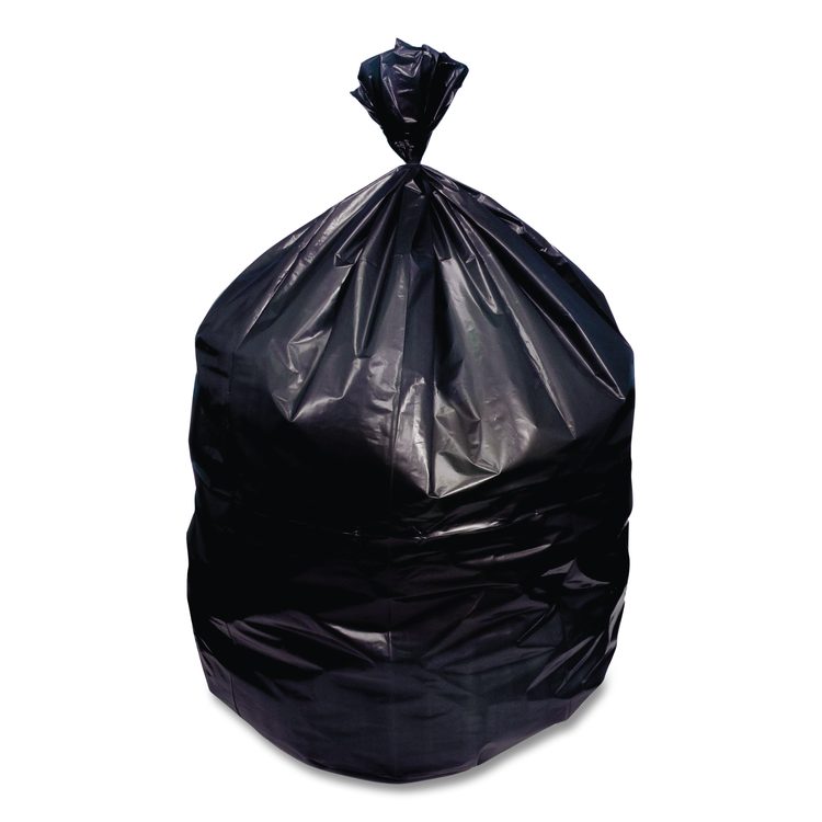 High-Density Can Liners, 45 gal, 22 mic, 40 x 48, Black, Perforated Roll, 150/Carton