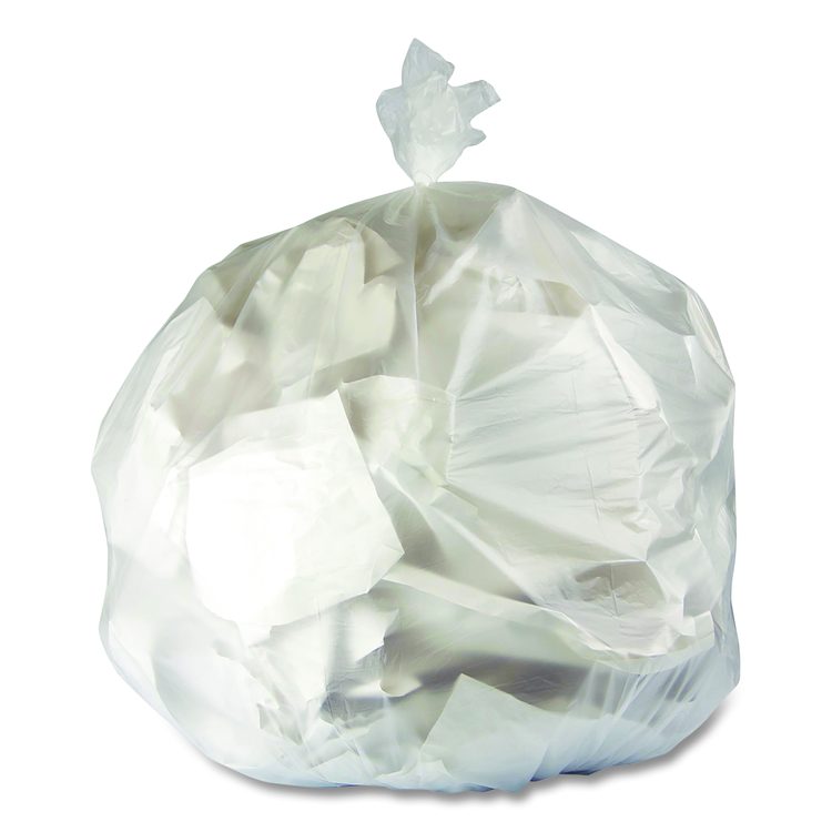 High-Density Can Liners, 56 gal, 16 mic, 43 x 48, Natural, Perforated Roll, 200/Carton