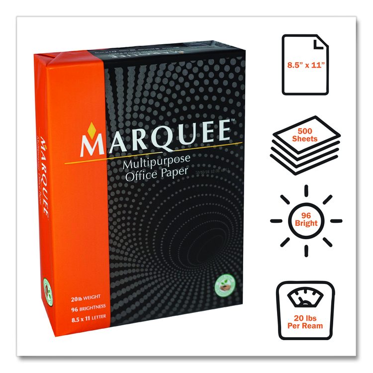 Multipurpose Office Paper, 96 Bright, 20 lb Bond Weight, 8.5 x 11, White, 500 Sheets/Ream, 10 Reams/Carton, 40 Cartons/Pallet