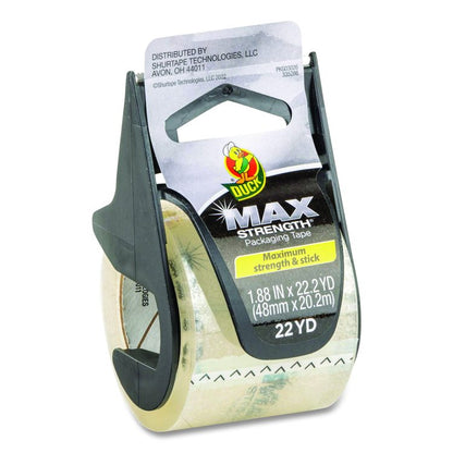 MAX Packaging Tape with Dispenser, 1.5" Core, 1.88" x 22 yds, Crystal Clear, 6/Box