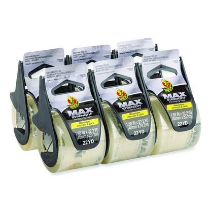 MAX Packaging Tape with Dispenser, 1.5" Core, 1.88" x 22 yds, Crystal Clear, 6/Box