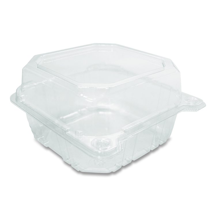 PET Plastic Hinged Container, 6 x 6 x 3.3, Clear, Plastic, 500/Carton