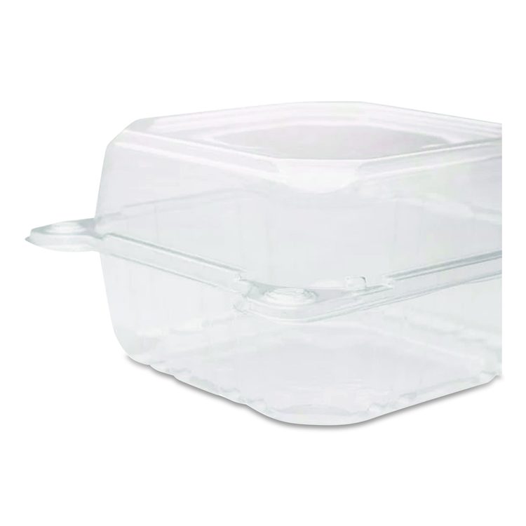 PET Plastic Hinged Container, 6 x 6 x 3.3, Clear, Plastic, 500/Carton
