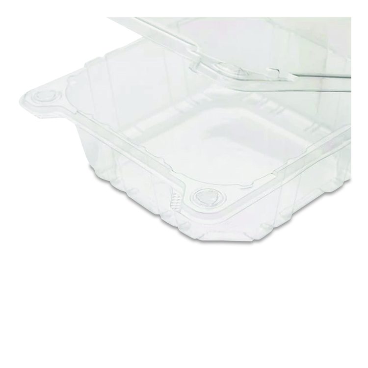 PET Plastic Hinged Container, 6 x 6 x 3.3, Clear, Plastic, 500/Carton