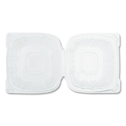 Polypropylene Plastic Hinged Container, 6 x 6 x 3.3, Clear, Plastic, 50/Pack, 6 Packs/Carton
