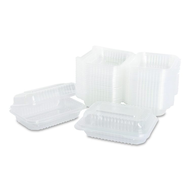 Polypropylene Plastic Hinged Container, 6 x 9 x 2.97, Clear, Plastic, 125/Pack, 2 Packs/Carton