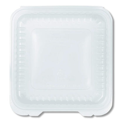 Polypropylene Plastic Hinged Container, 9.35 x 9.22 x 3.17, Clear, Plastic, 50/Pack, 4 Packs/Carton