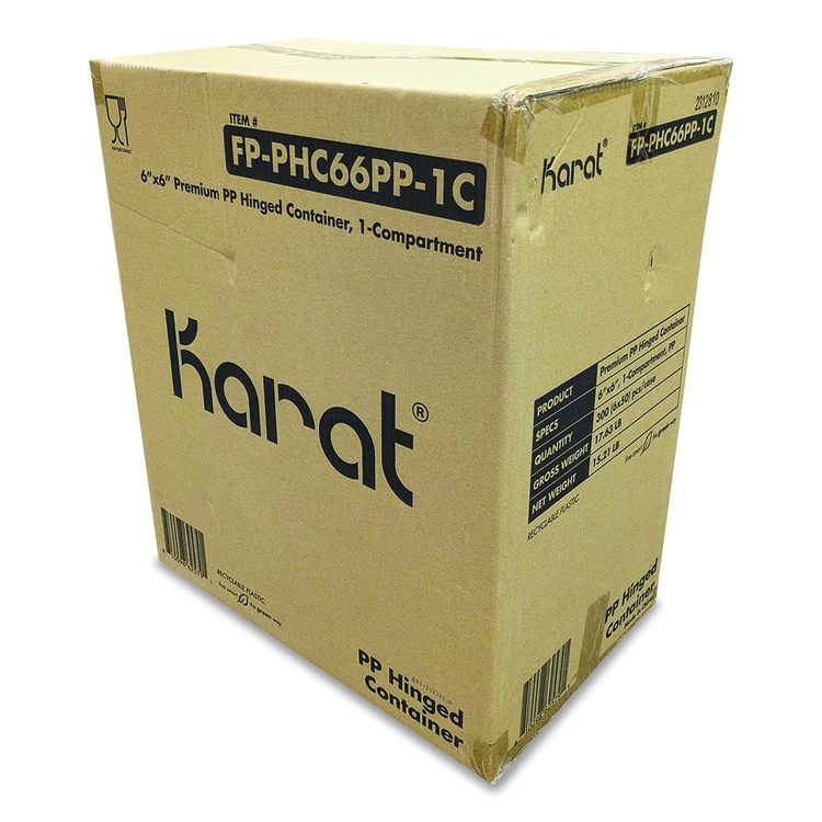 Polypropylene Plastic Hinged Container, 6 x 6 x 3, Black/Clear, Plastic, 50/Pack, 6 Packs/Carton