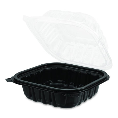 Polypropylene Plastic Hinged Container, 6 x 6 x 3, Black/Clear, Plastic, 50/Pack, 6 Packs/Carton