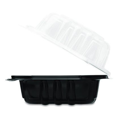 Polypropylene Plastic Hinged Container, 6 x 6 x 3, Black/Clear, Plastic, 50/Pack, 6 Packs/Carton