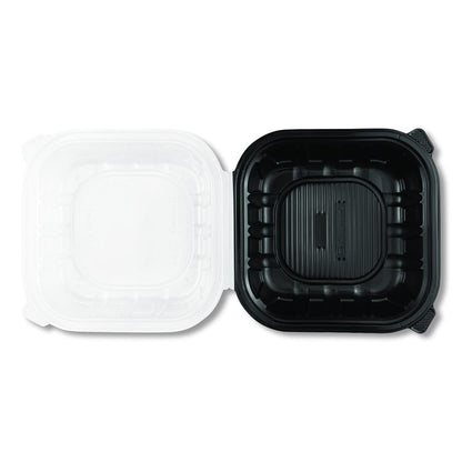 Polypropylene Plastic Hinged Container, 9 x 9 x 3, Black/Clear, Plastic, 50/Pack, 3 Packs/Carton