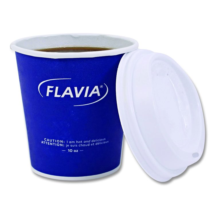 Hot Beverage Paper Cup Lids 10 oz, Fits FLAVIA 10 oz Paper Cup, White, 100/Sleeve, 10 Sleeves/Carton