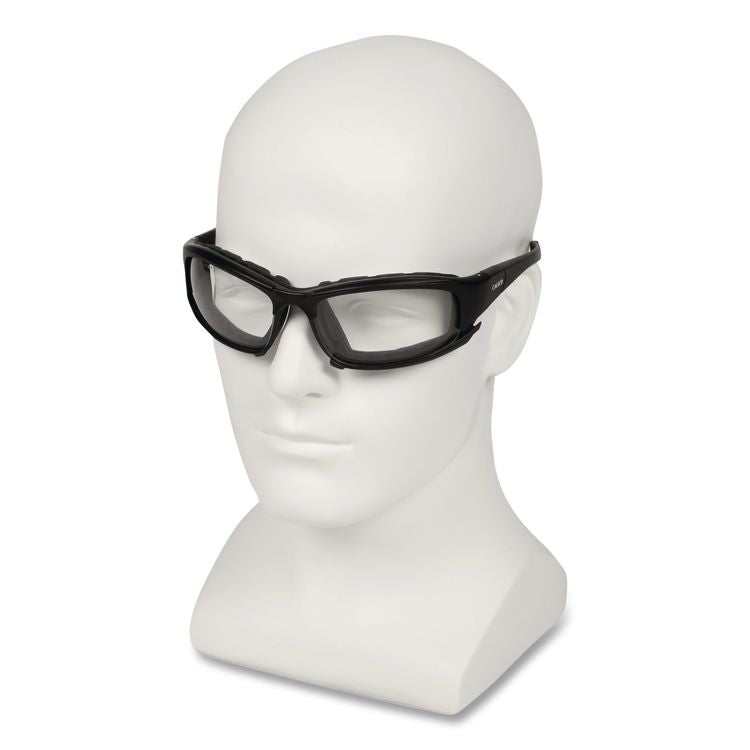 V50 Calico Safety Eyewear with Head Strap, Black Full Frame, Clear Dual Anti-Fog Lens