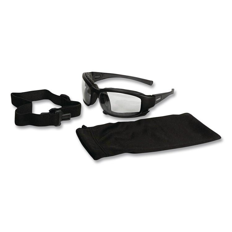 V50 Calico Safety Eyewear with Head Strap, Black Full Frame, Clear Dual Anti-Fog Lens