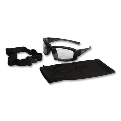 V50 Calico Safety Eyewear with Head Strap, Black Full Frame, Clear Dual Anti-Fog Lens