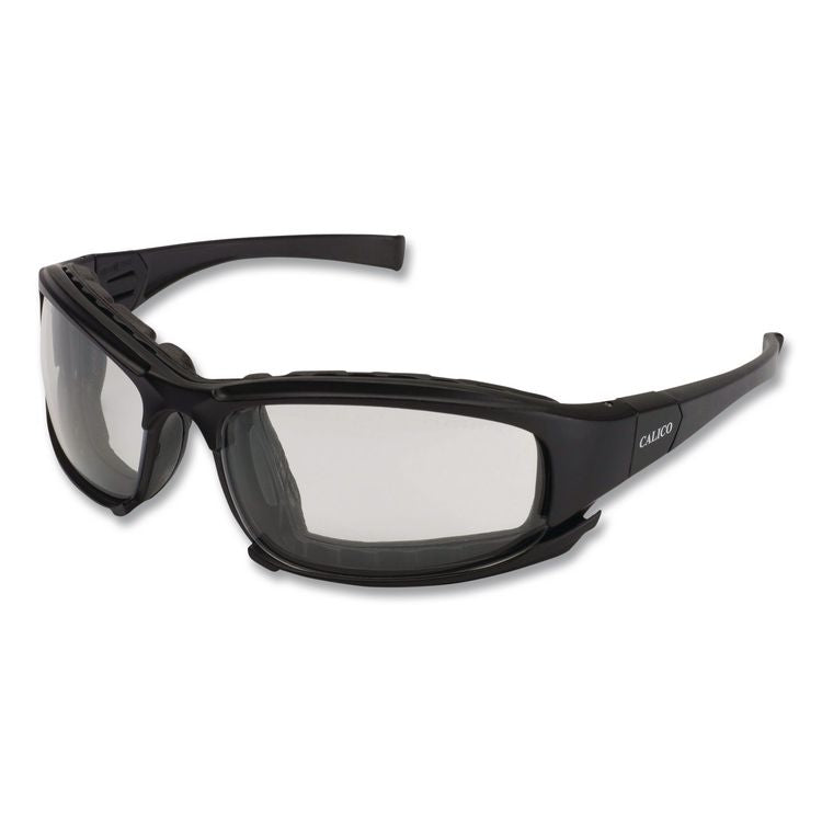 V50 Calico Safety Eyewear with Head Strap, Black Full Frame, Clear Dual Anti-Fog Lens
