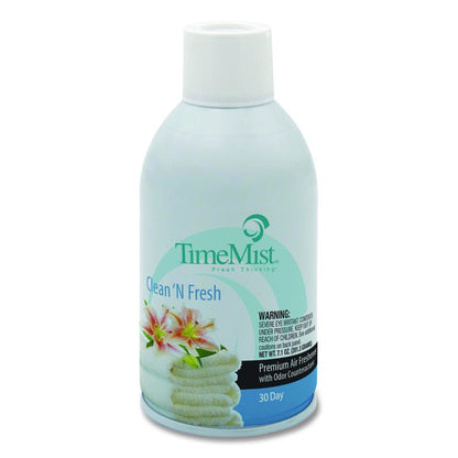 Premium Metered Air Freshener Refill, Clean N Fresh, 7.1 oz Aerosol Spray, 12/Carton