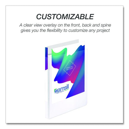 Durable D-Ring View Binders, 3 Rings, 0.5" Capacity, 11.5" x 8.5", White, 4/Pack