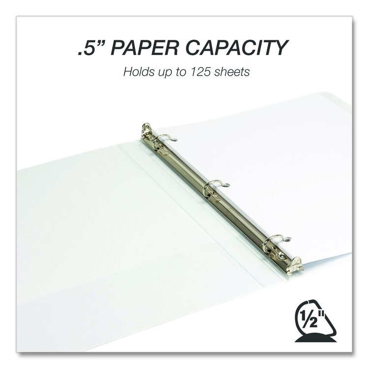 Durable D-Ring View Binders, 3 Rings, 0.5" Capacity, 11.5" x 8.5", White, 4/Pack