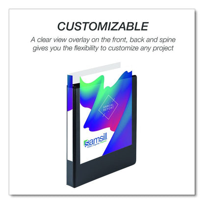 Durable D-Ring View Binders, 3 Rings, 1" Capacity, 11.5" x 8.5", Black, 4/Pack