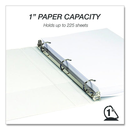Durable D-Ring View Binders, 3 Rings, 1" Capacity, 11.5" x 8.5", White, 4/Pack