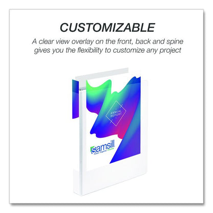 Durable D-Ring View Binders, 3 Rings, 1" Capacity, 11.5" x 8.5", White, 4/Pack