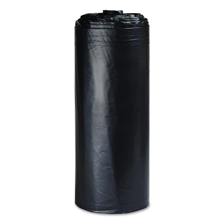 Low-Density Commercial Can Liners, 33 gal, 1.5 mil, 33" x 39", Black, Interleaved Roll, 20 Bags/Roll, 5 Rolls/Carton