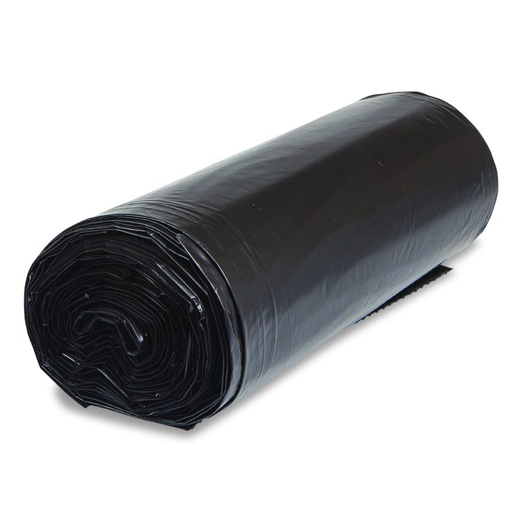 Low-Density Commercial Can Liners, 33 gal, 1.5 mil, 33" x 39", Black, Interleaved Roll, 20 Bags/Roll, 5 Rolls/Carton