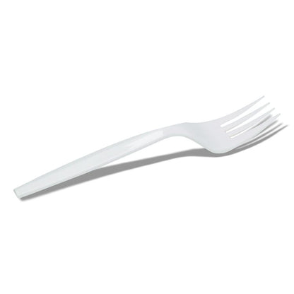 Mediumweight Polypropylene Cutlery, Individually Wrapped, Fork, Plastic, White, 1,000/Carton
