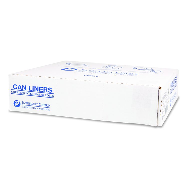 Institutional Low-Density Can Liners, 33 gal, 0.8 mil, 33" x 39", Natural, Interleaved Roll, 25 Bags/Roll, 6 Rolls/Carton